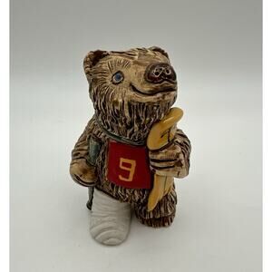 Artesania Rinconada Style Skiing Bear w Broken Leg Figurine 3.5” Get Well Signed
